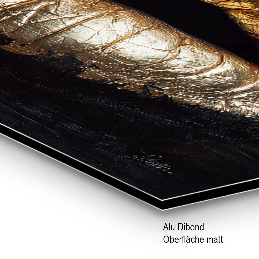 Goldene Lippen Alu Dibond Wandbild
