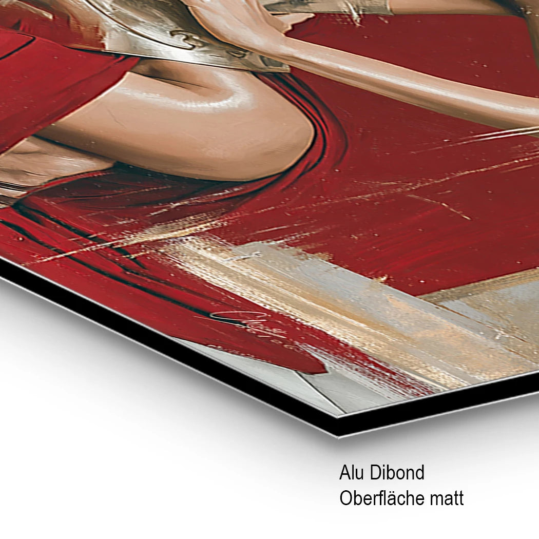 Goldene Gladiatorin Alu Dibond Wandbild