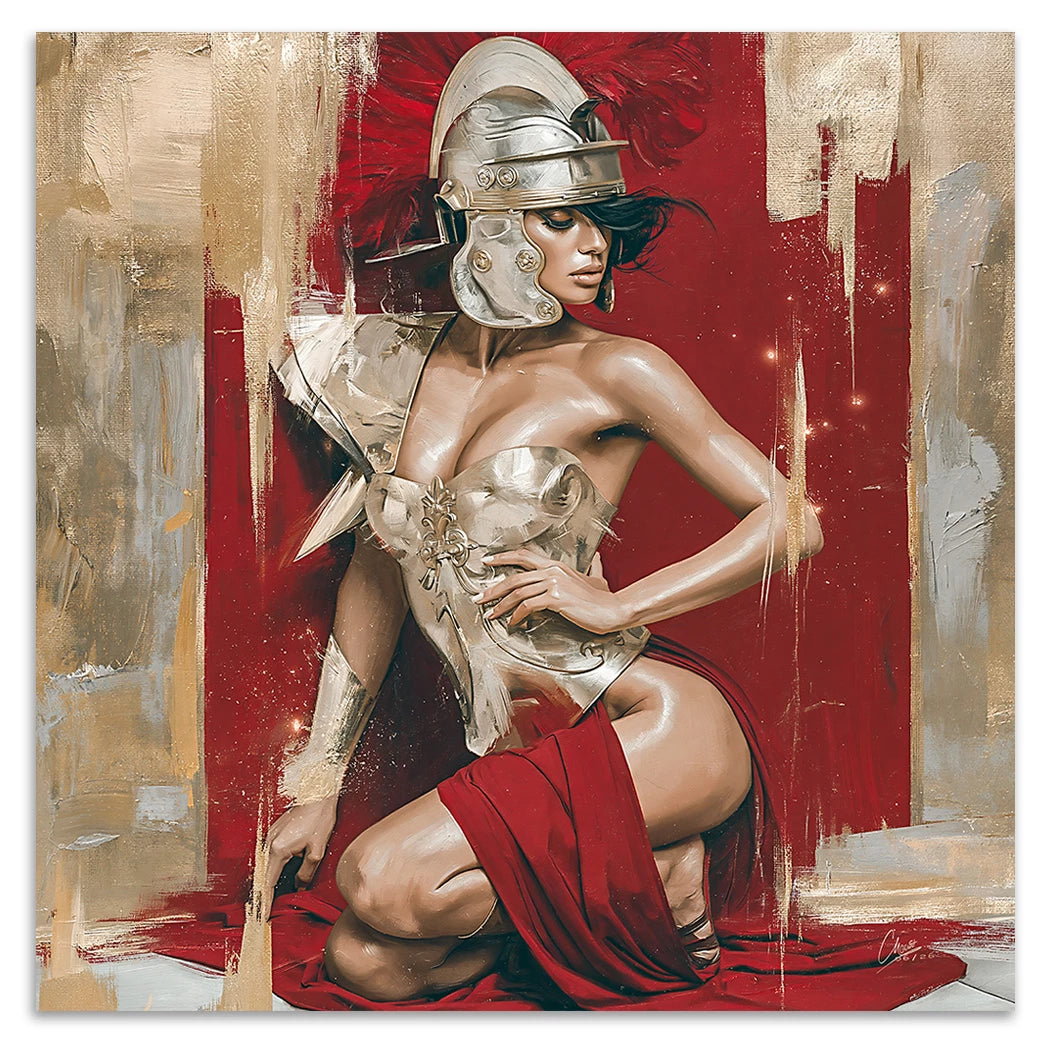 Goldene Gladiatorin Alu Dibond Wandbild