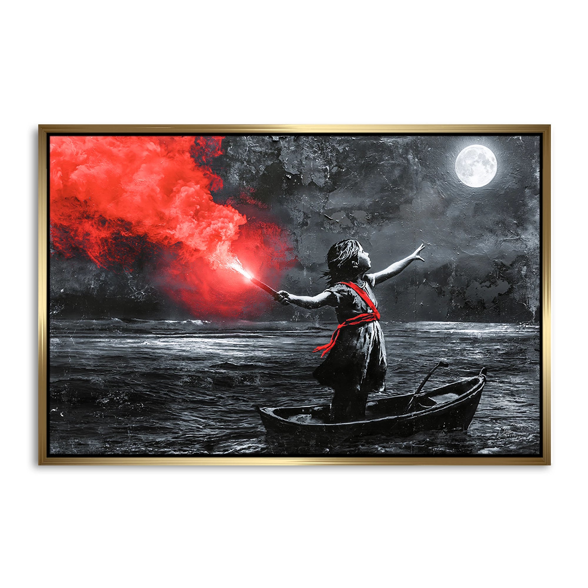 To the Moon Banksy Style AluDibond Wandbild