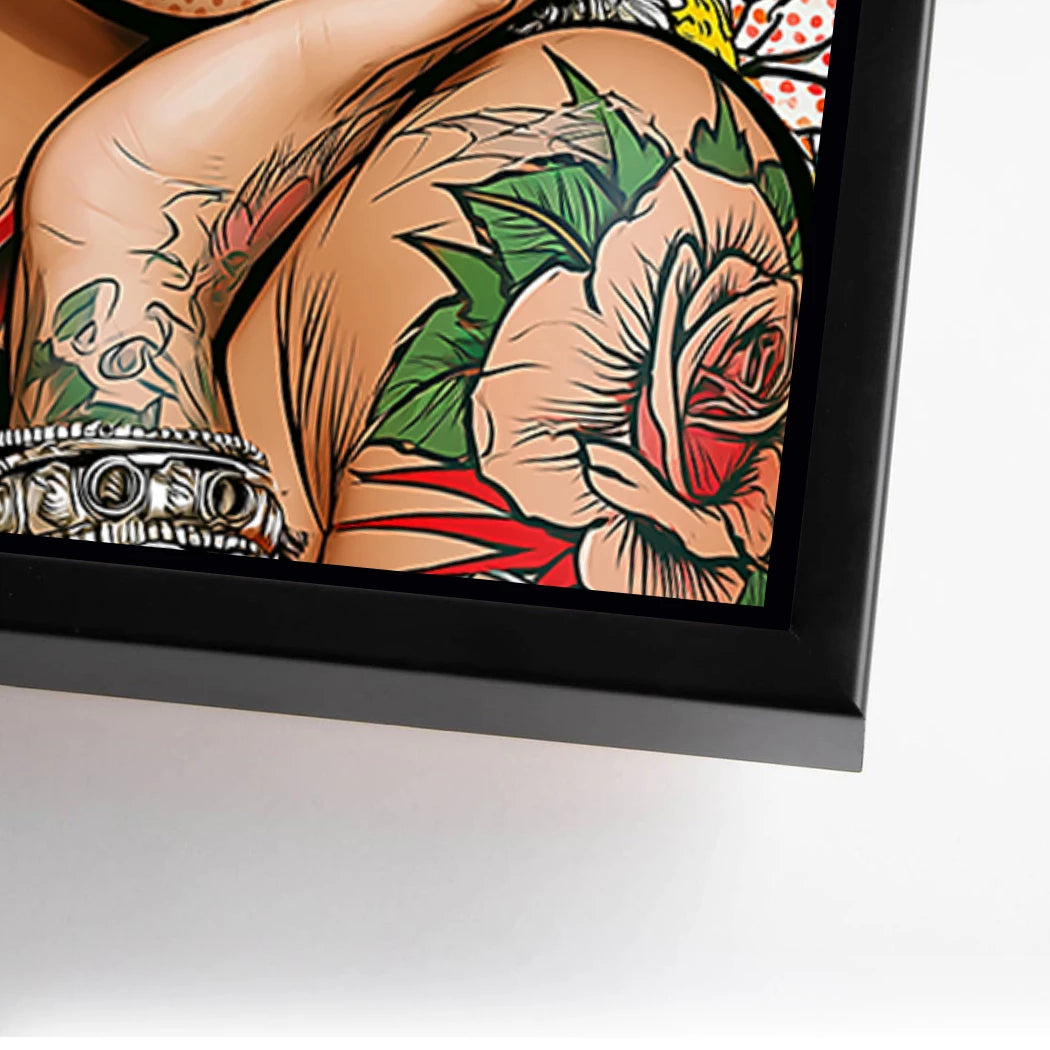 Frida Kahlo Rose Pop Art Alu Dibond Wandbild