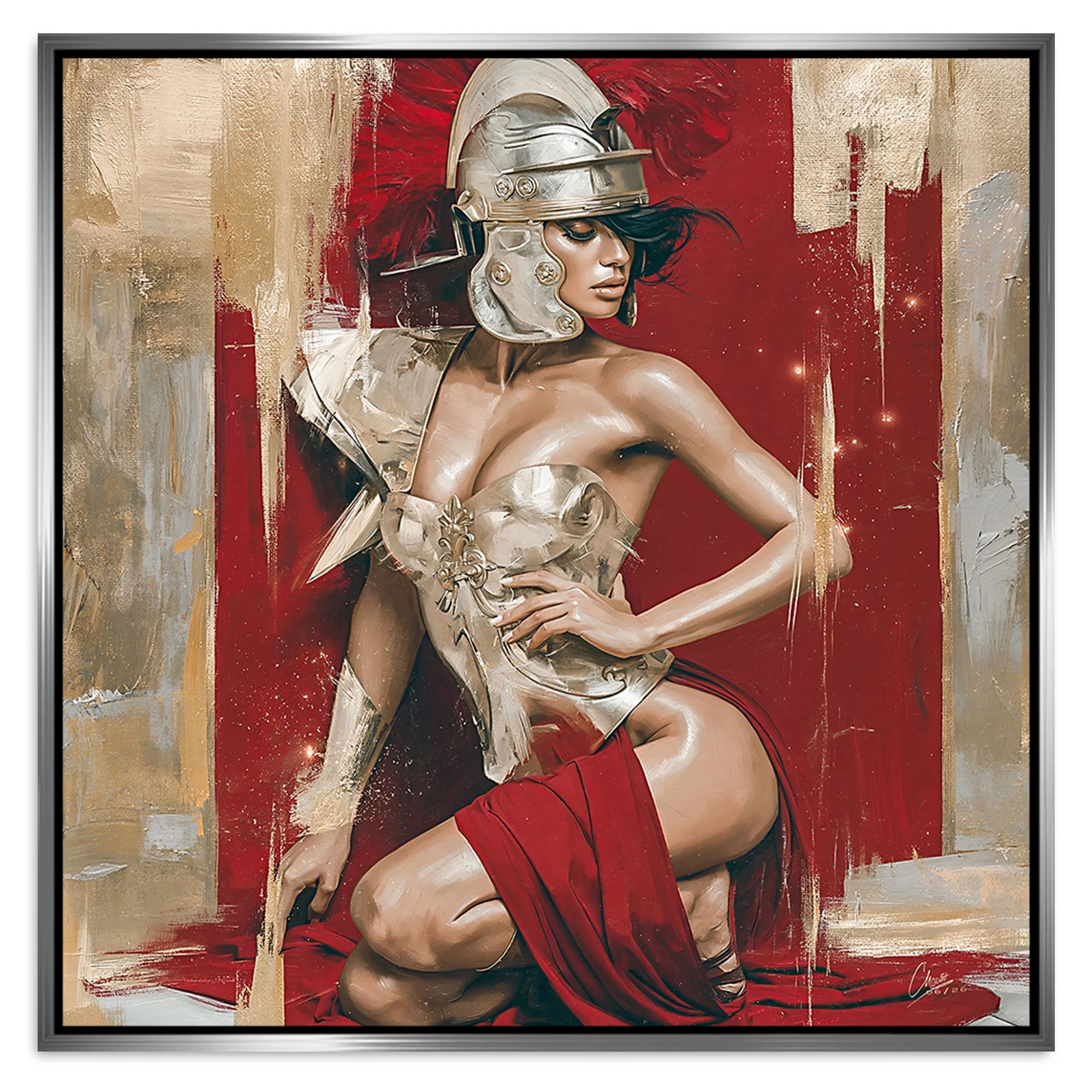 Goldene Gladiatorin Alu Dibond Wandbild