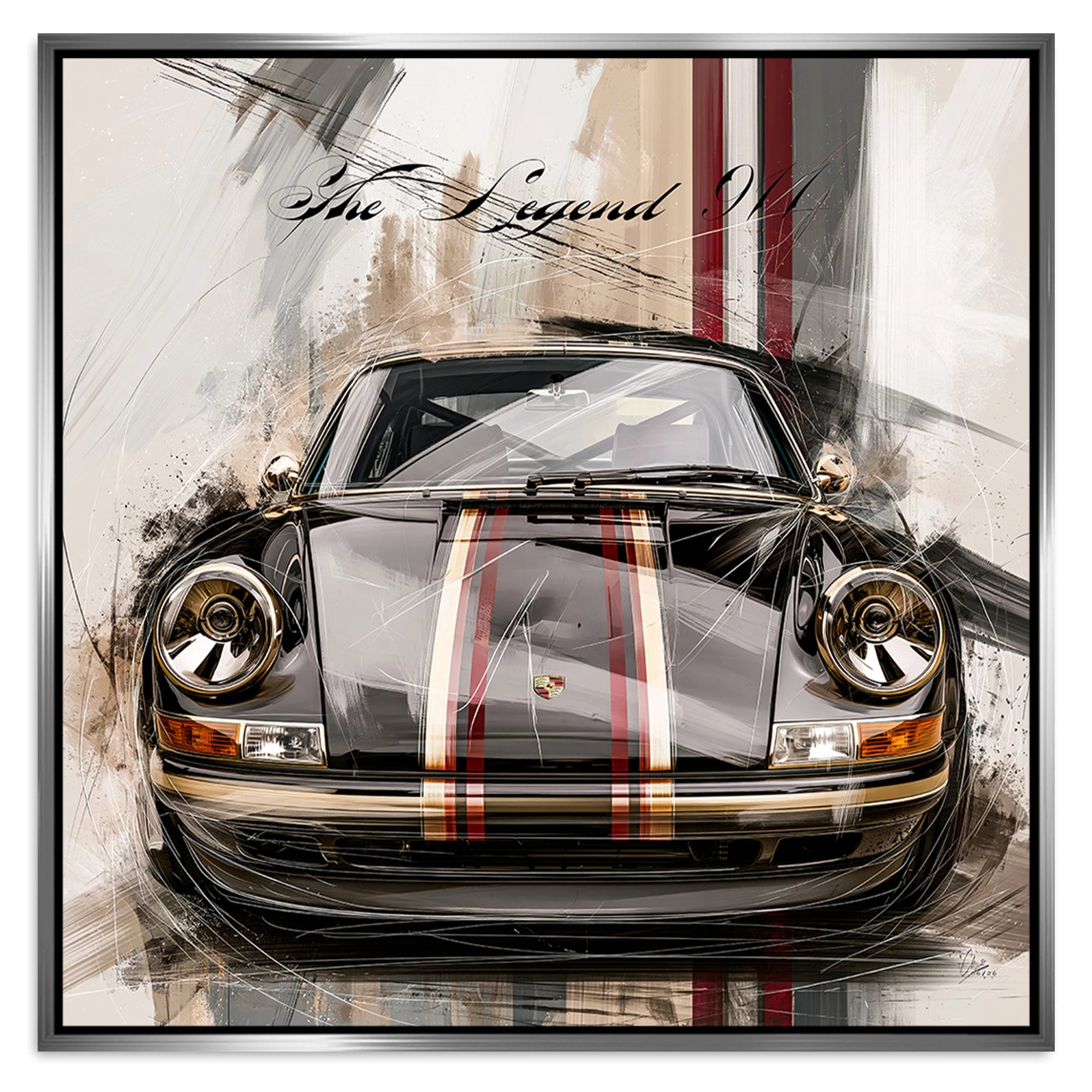 Porsche 911 Black Line Alu Dibond Wandbild