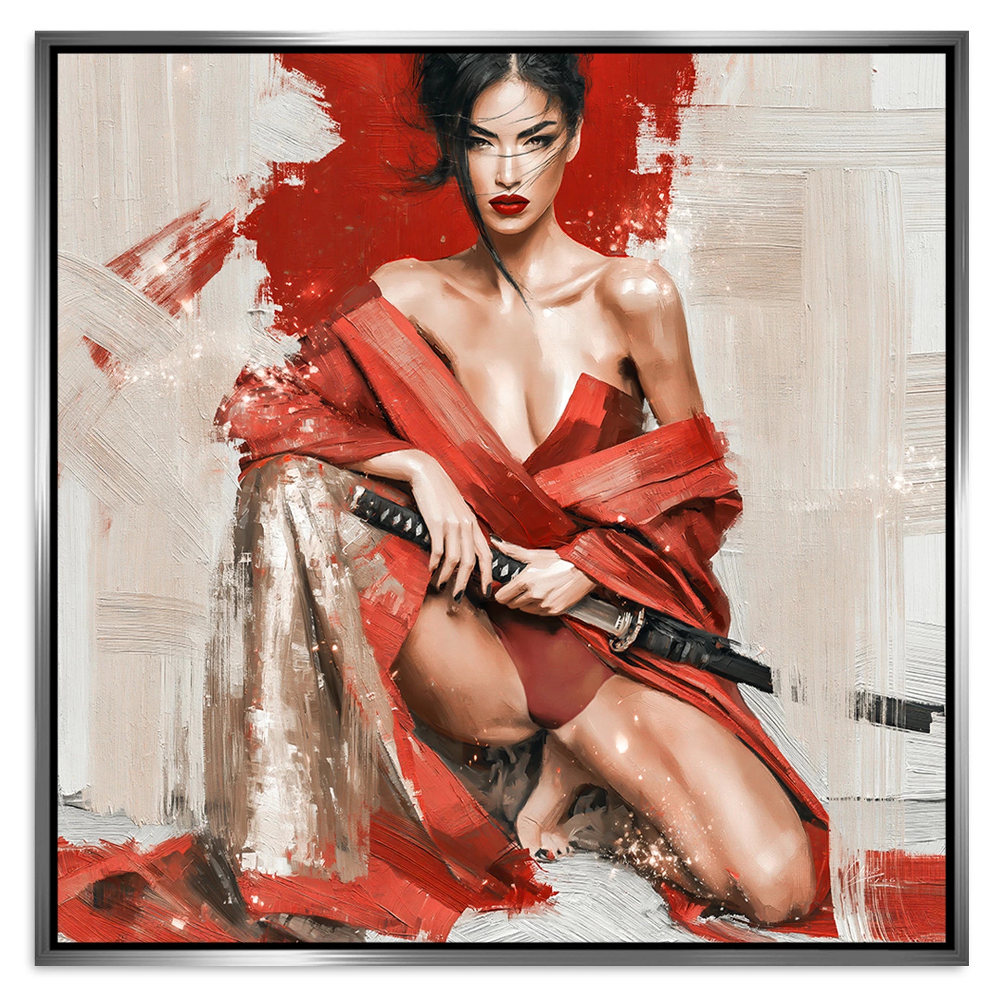 Rote Samurai Alu Dibond Wandbild