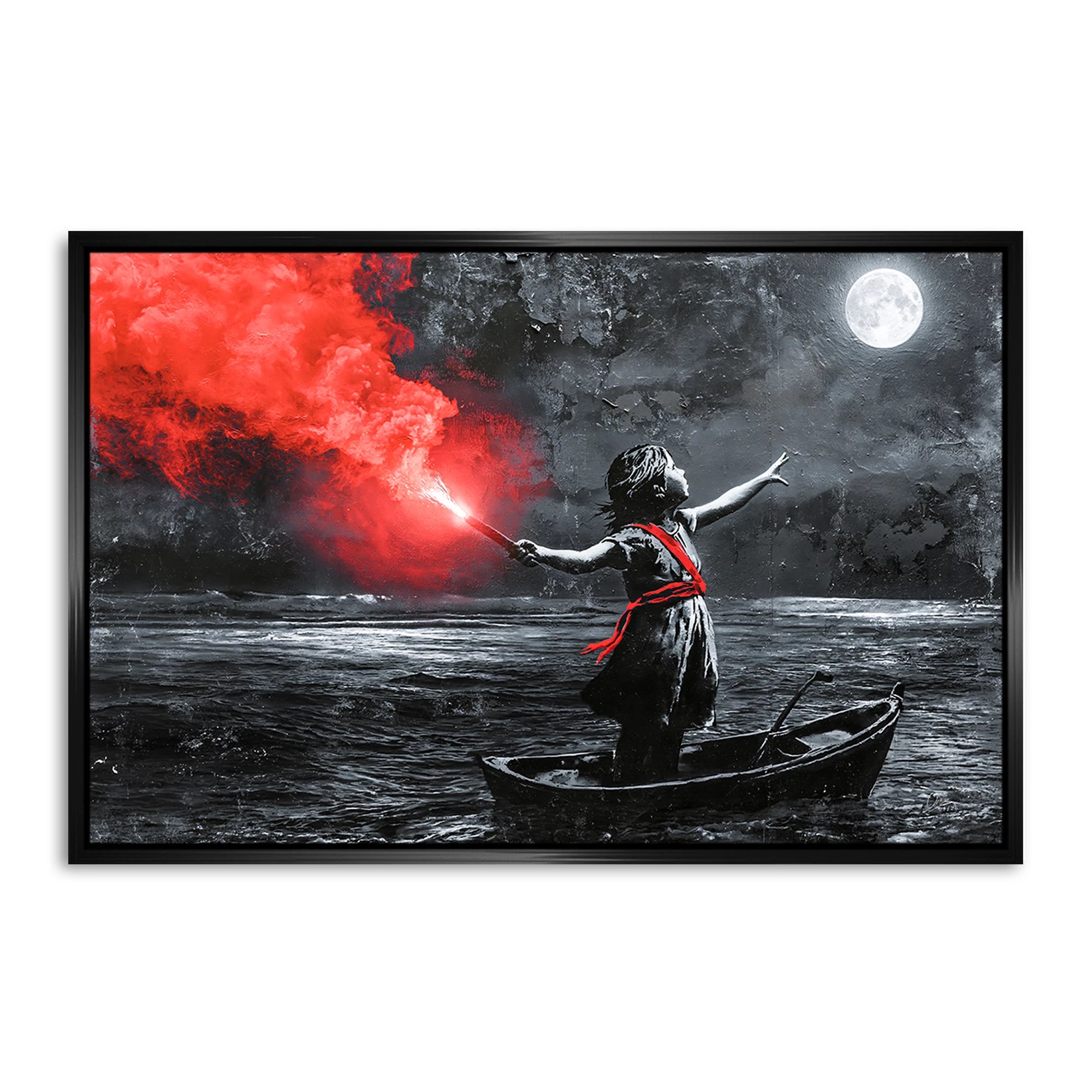 To the Moon Banksy Style AluDibond Wandbild