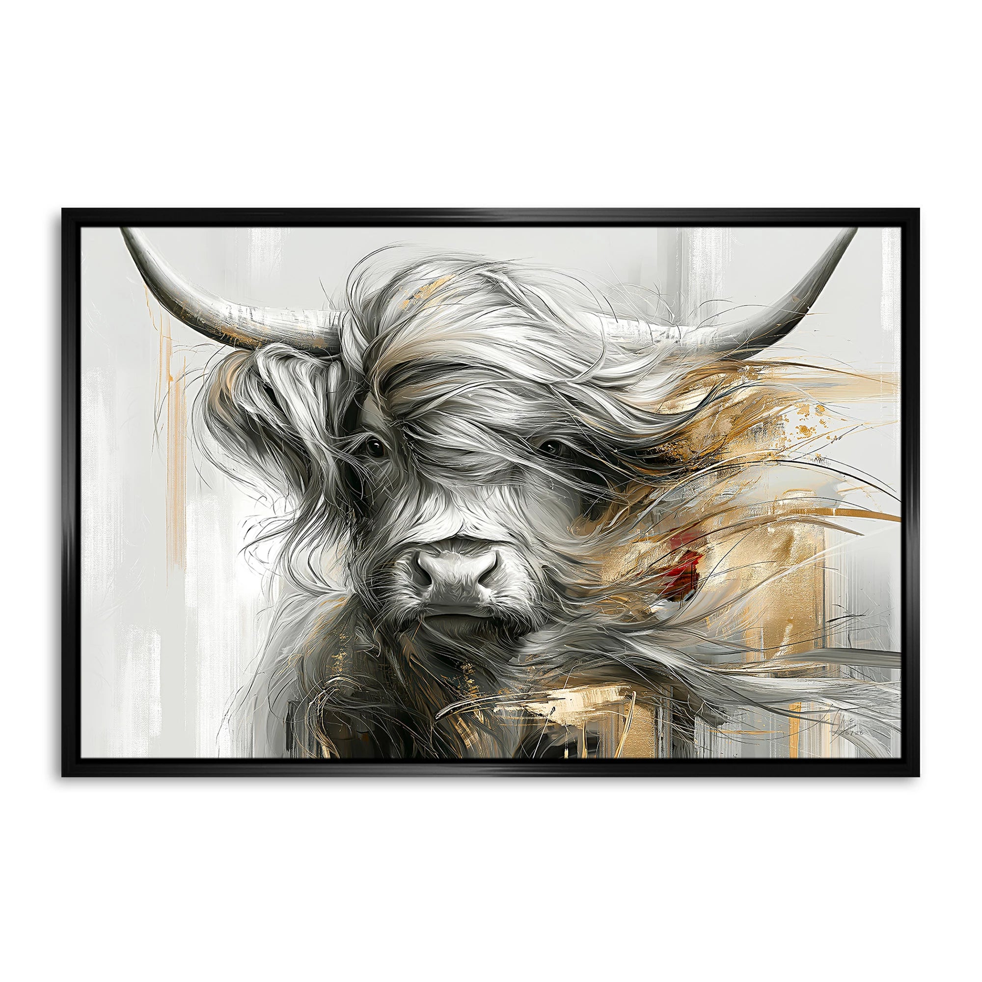 Highland Rind Gold AluDibond Wandbild