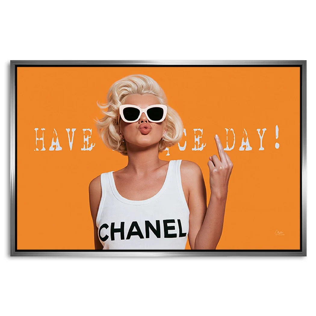 Marilyn Monroe Orange Kiss AluDibond Wandbild