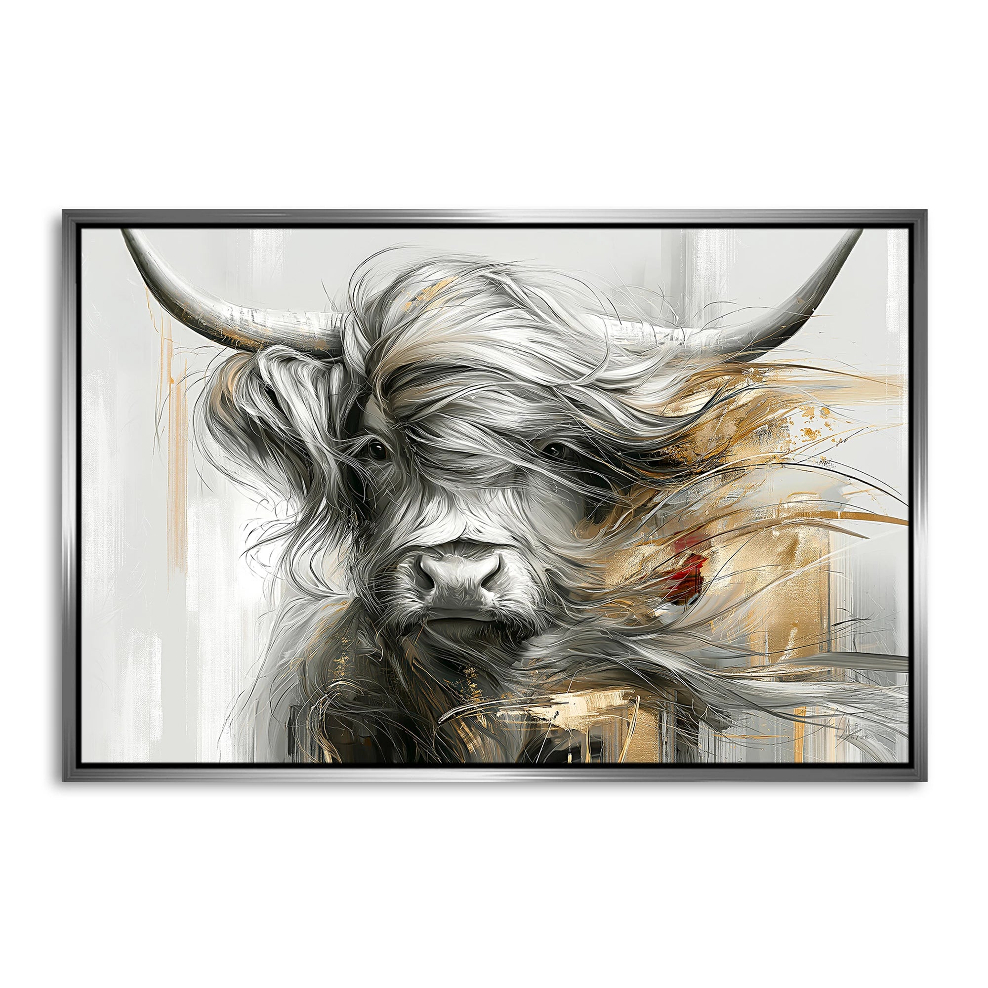 Highland Rind Gold AluDibond Wandbild