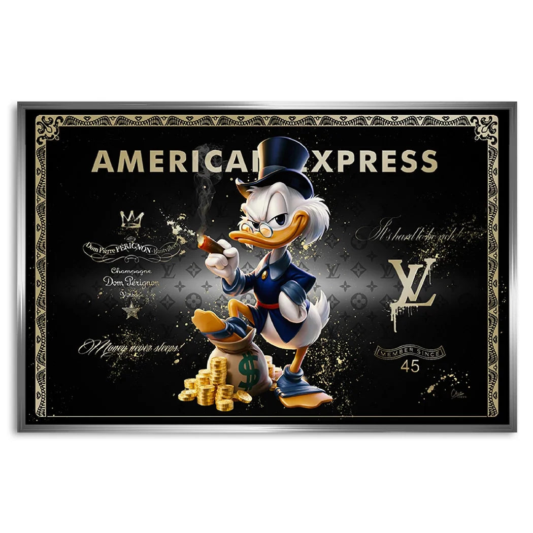 Dagobert Duck Black Amex AluDibond Wandbild