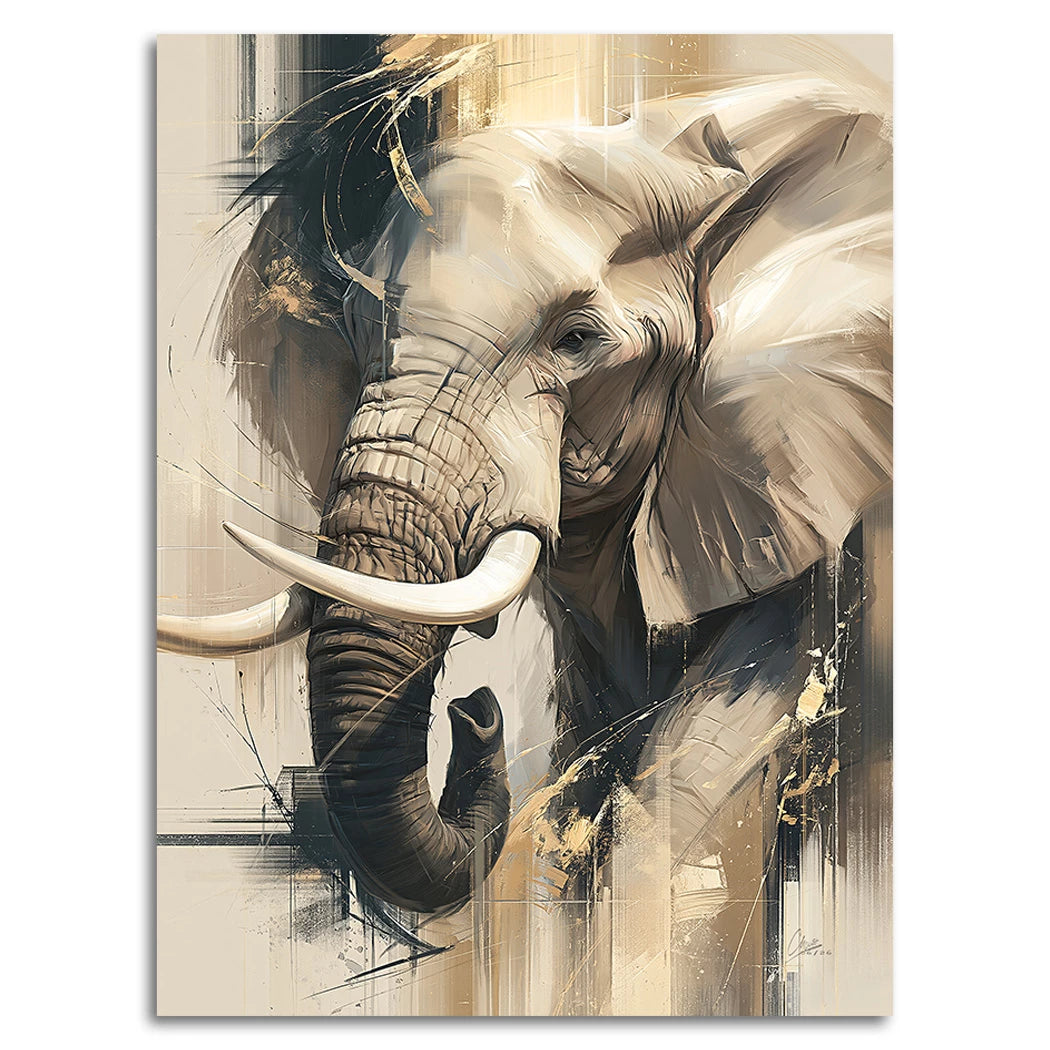 Goldener Elefant Alu Dibond Wandbild