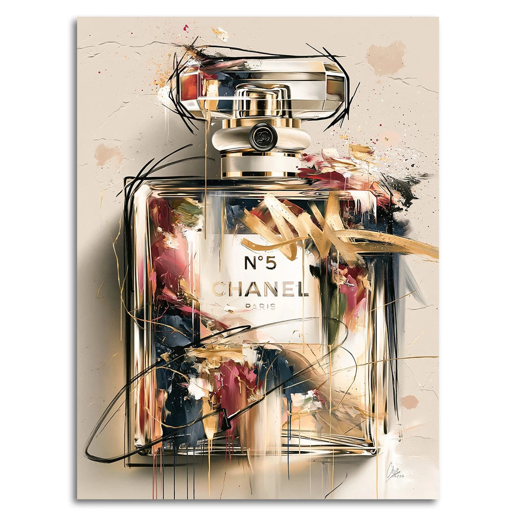 Chanel Goldflakon Alu Dibond Wandbild