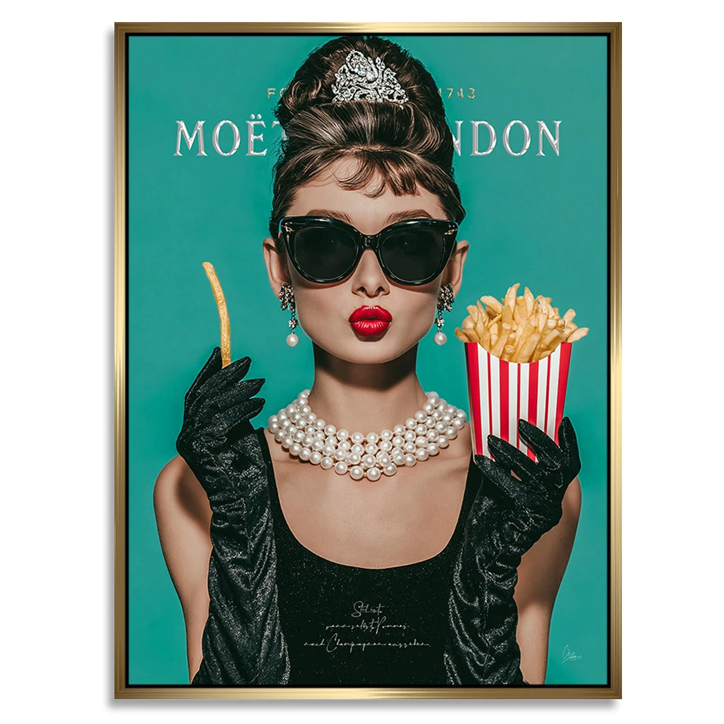 Audrey Hepburn Pommes Alu Dibond Wandbild