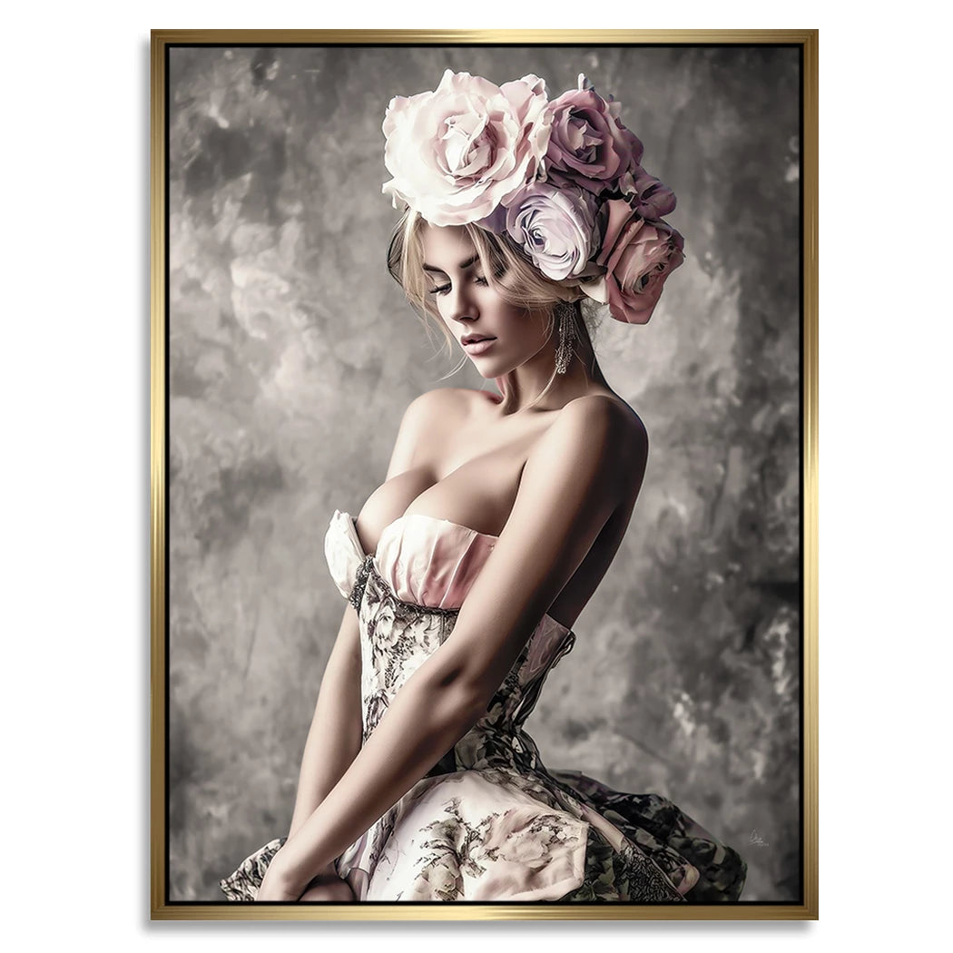 Rosen Dame Alu Dibond Wandbild