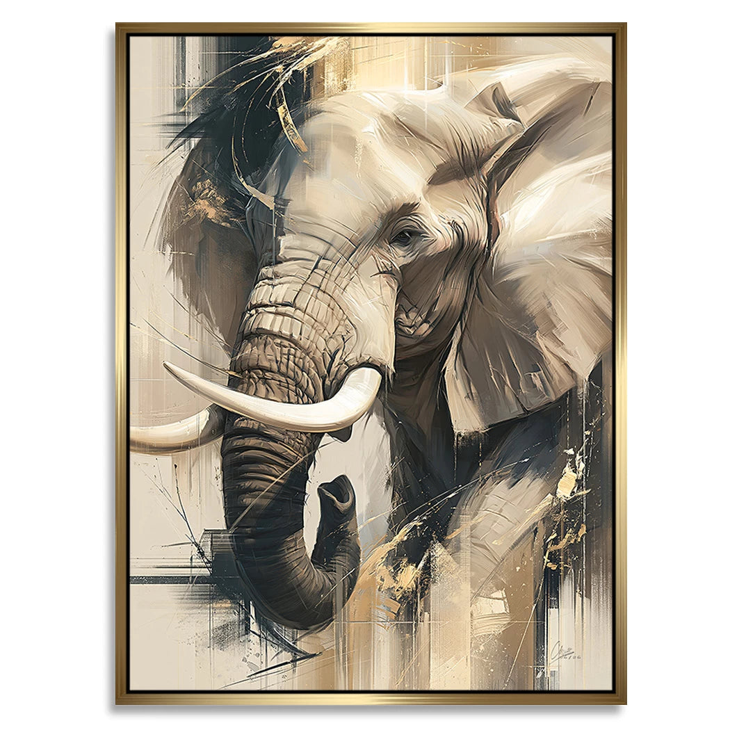 Goldener Elefant Alu Dibond Wandbild