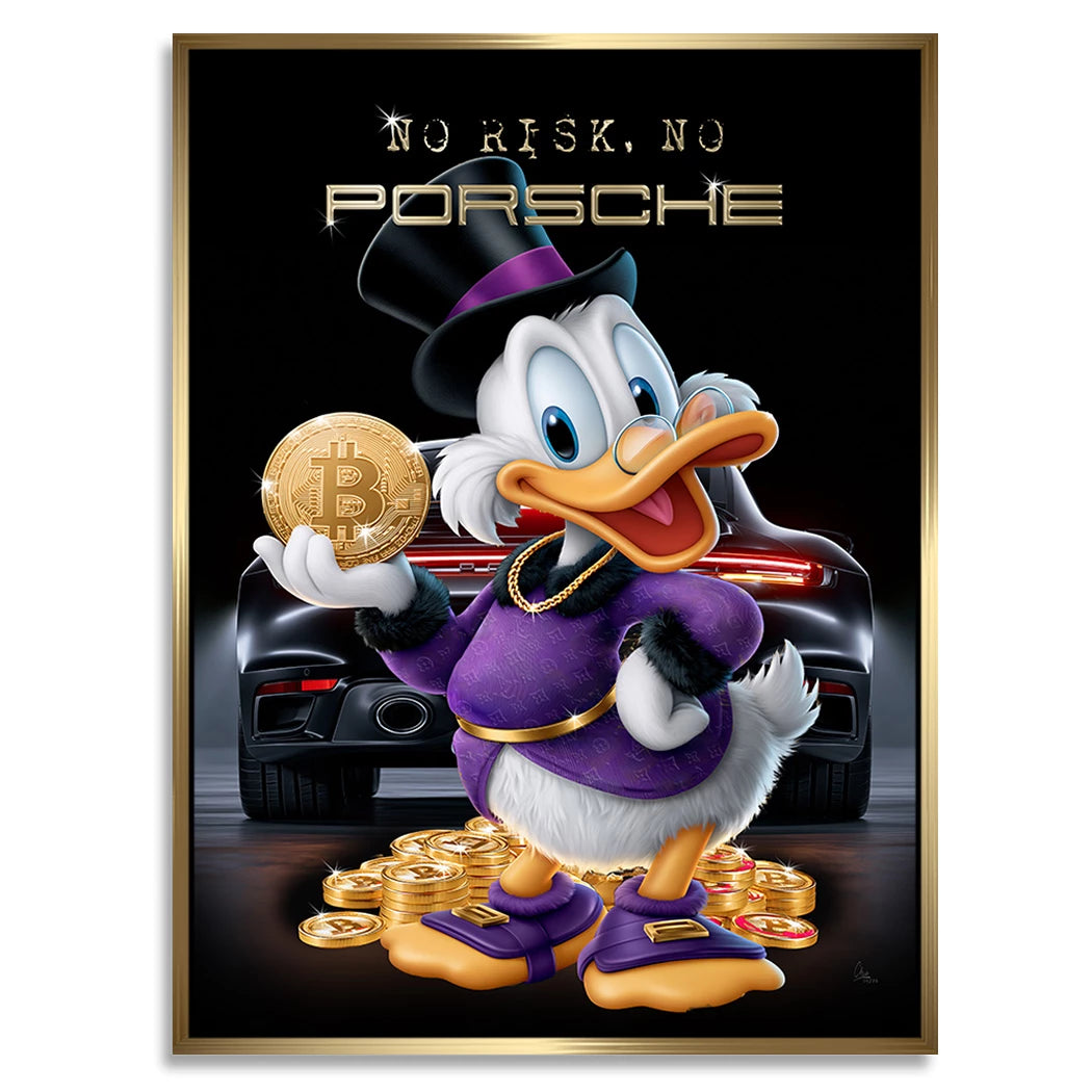 Dagobert Bitcoin Porsche Alu Dibond Wandbild