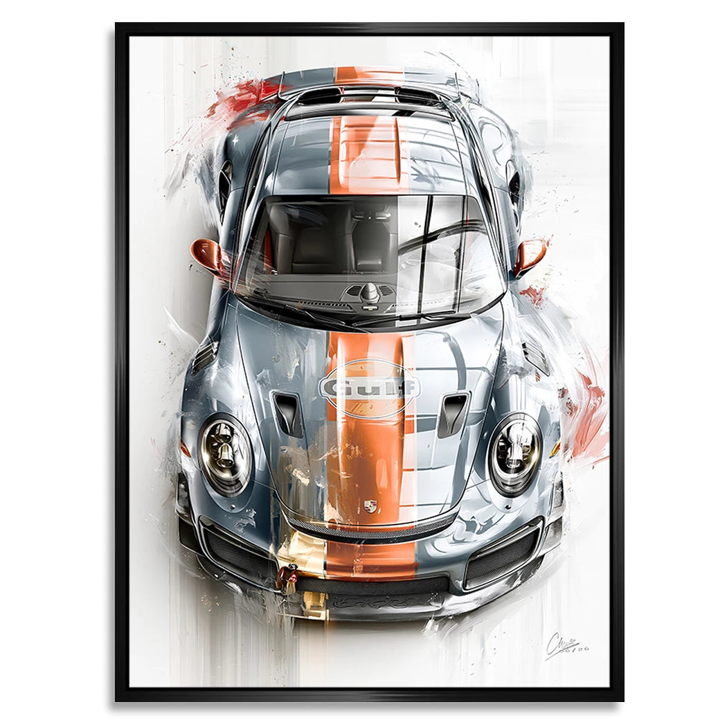Gulf Porsche 911 Alu Dibond Wandbild