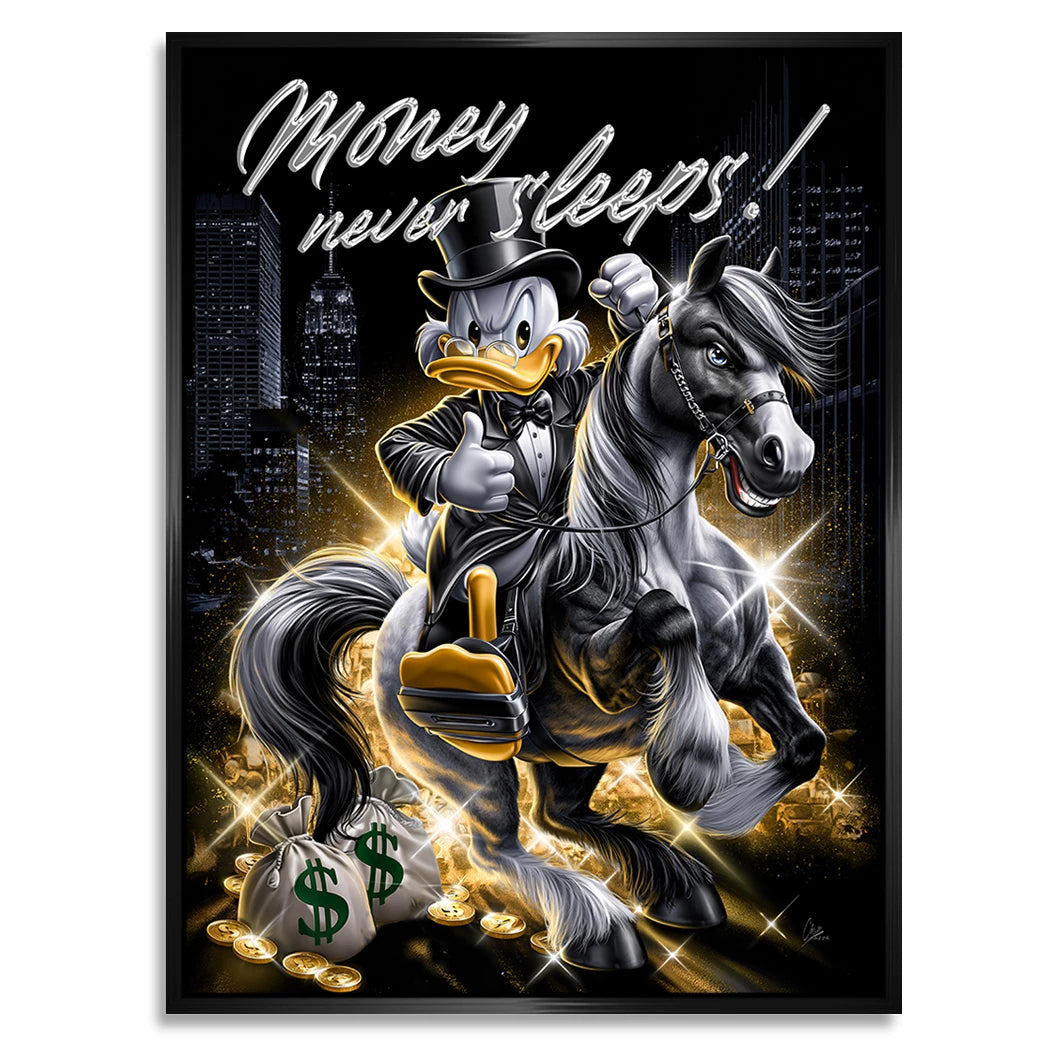 Dagobert Money Rider Alu Dibond Wandbild