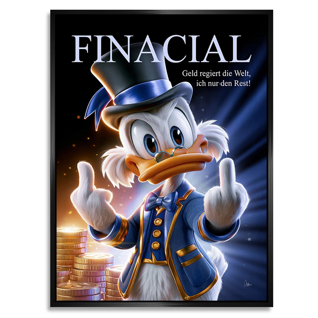 Financial Dagobert Duck Alu Dibond Wandbild