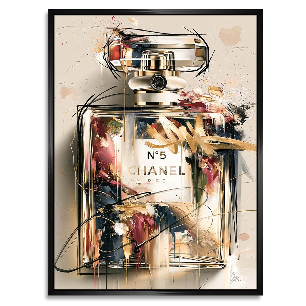Chanel Goldflakon Alu Dibond Wandbild
