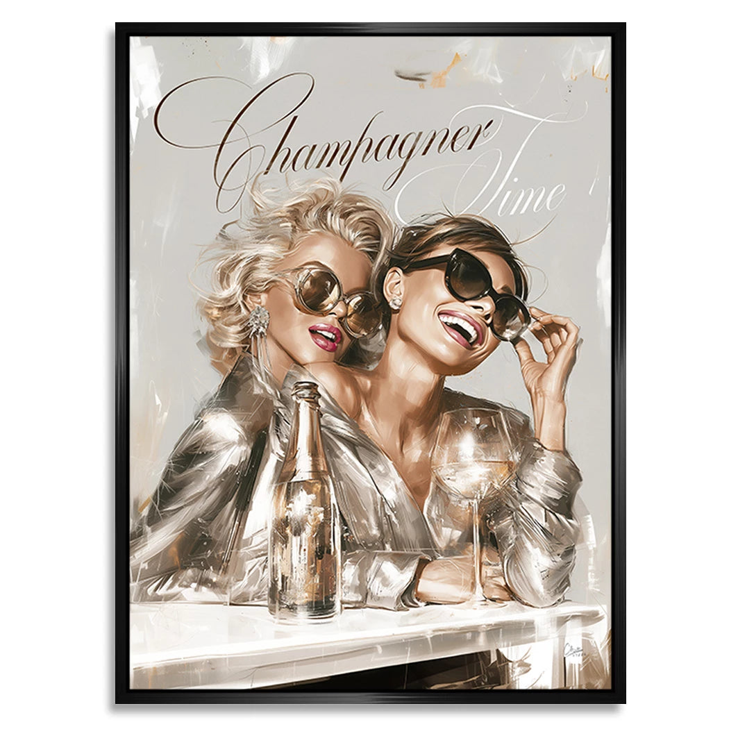 Audrey Hepburn und Marilyn Monroe Champus Alu Dibond Wandbild