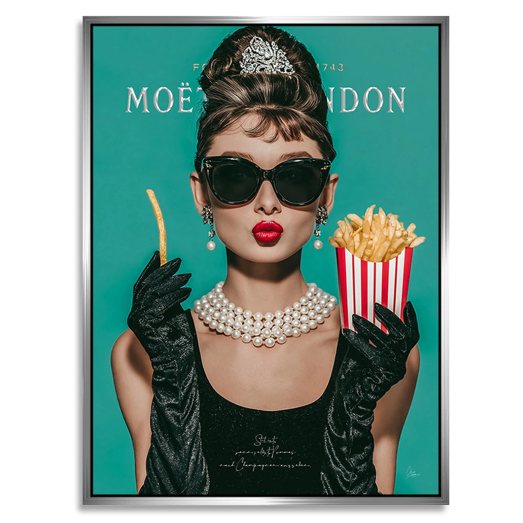 Audrey Hepburn Pommes Alu Dibond Wandbild