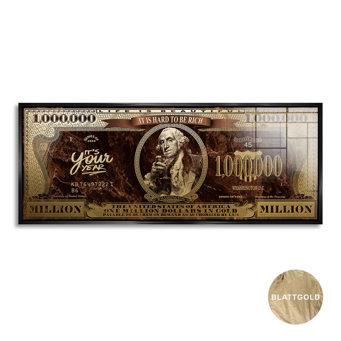 George Washington Retro Goldmoment Blattgold Bild kunstgestalten-24