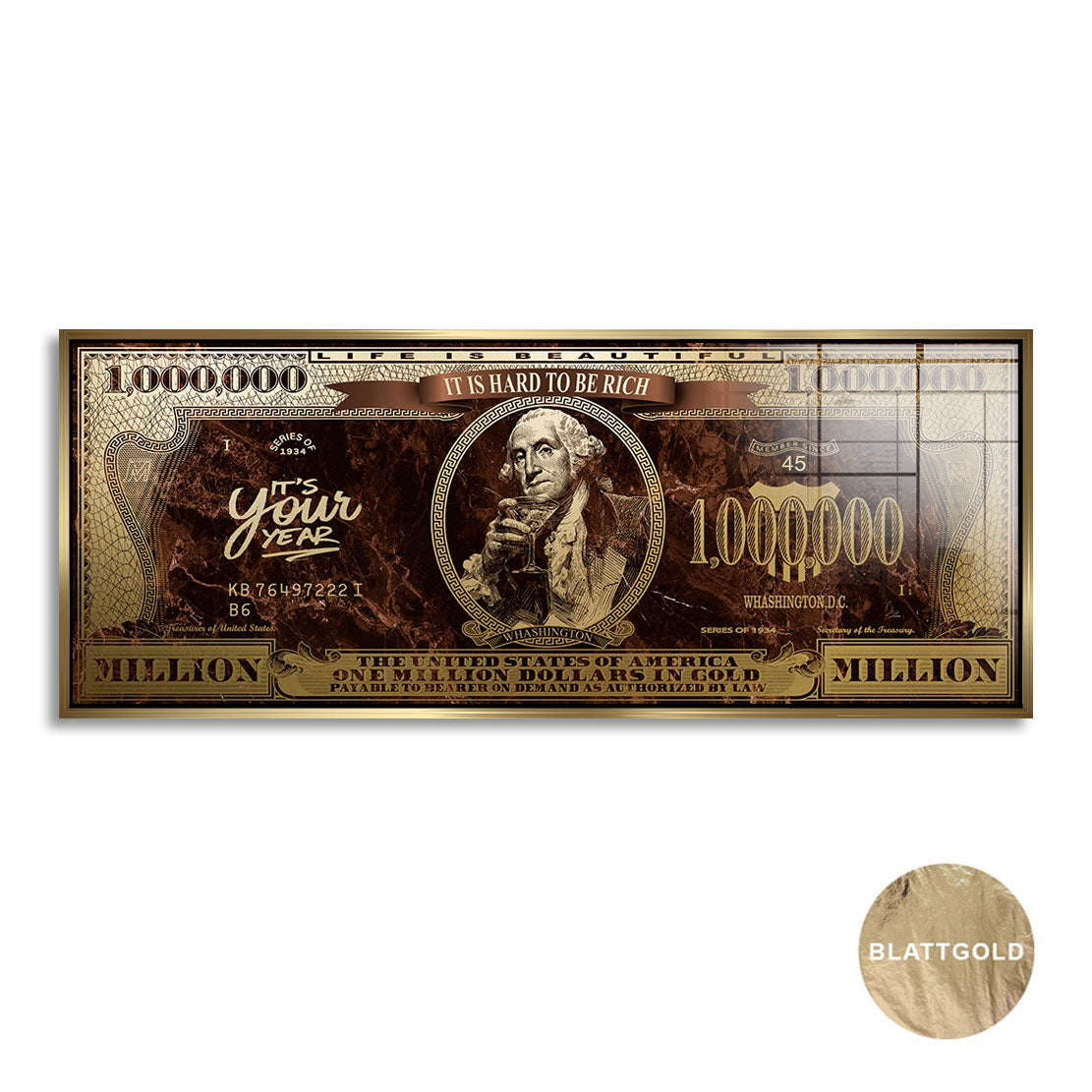 George Washington Retro Goldmoment Blattgold Bild kunstgestalten-24