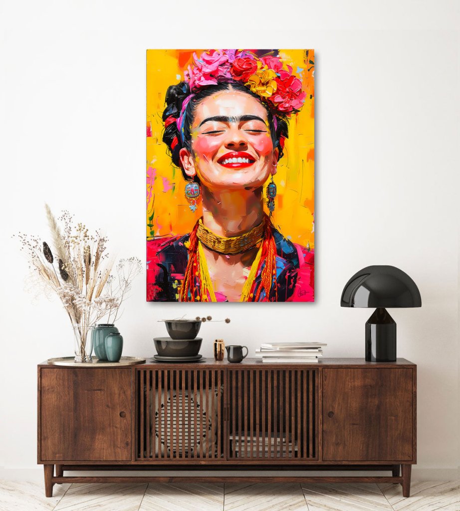 Frida Kahlo Lacht Leinwand Bild INGALERIE