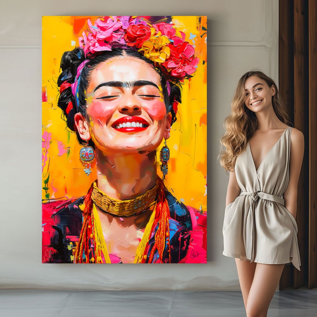 Frida Kahlo Lacht Leinwand Bild INGALERIE