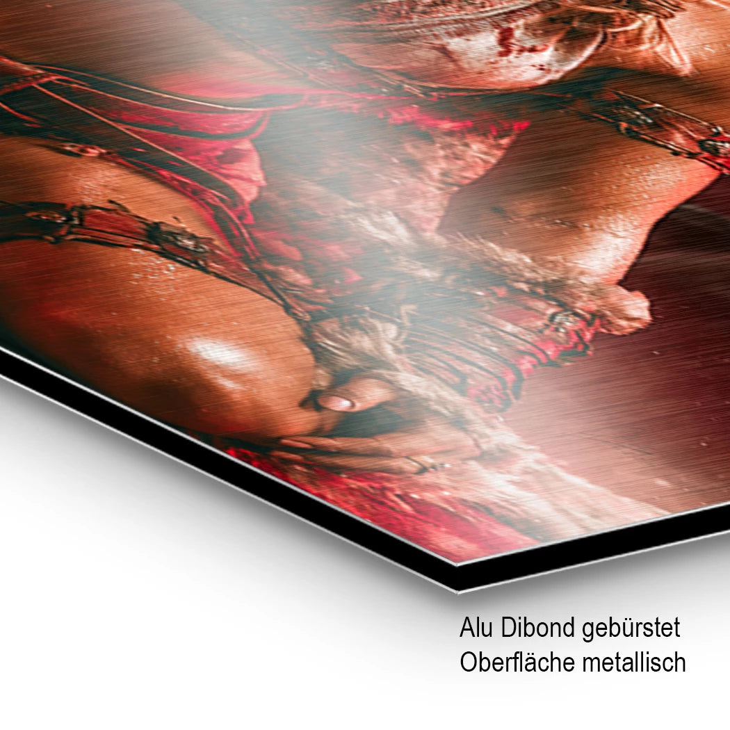 Drachenkriegerin Aluminiumbild gebürstet
