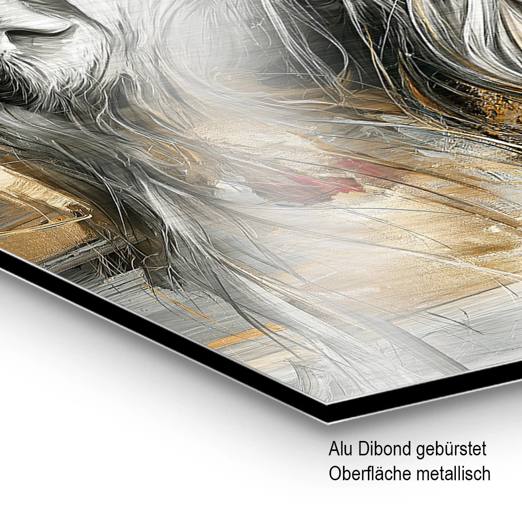 Highland Rind Gold Aluminiumbild gebürstet