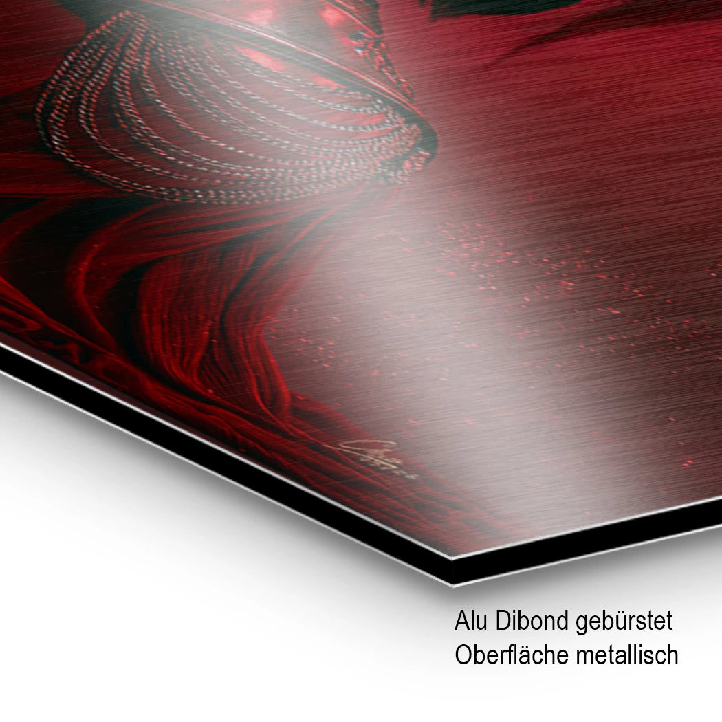 Rote Kriegerin Aluminiumbild gebürstet