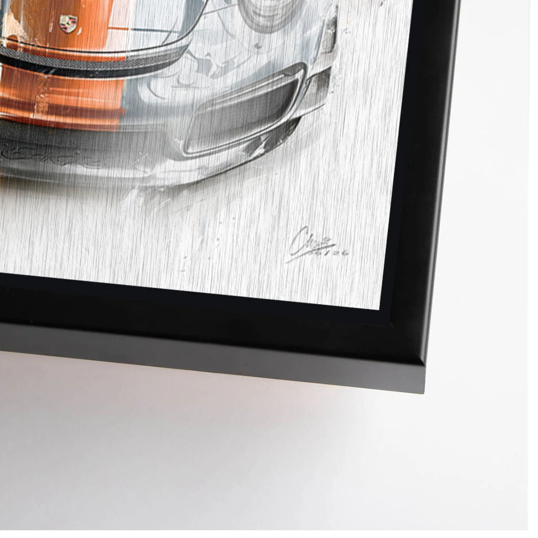 Gulf Porsche 911 Aluminiumbild gebürstet