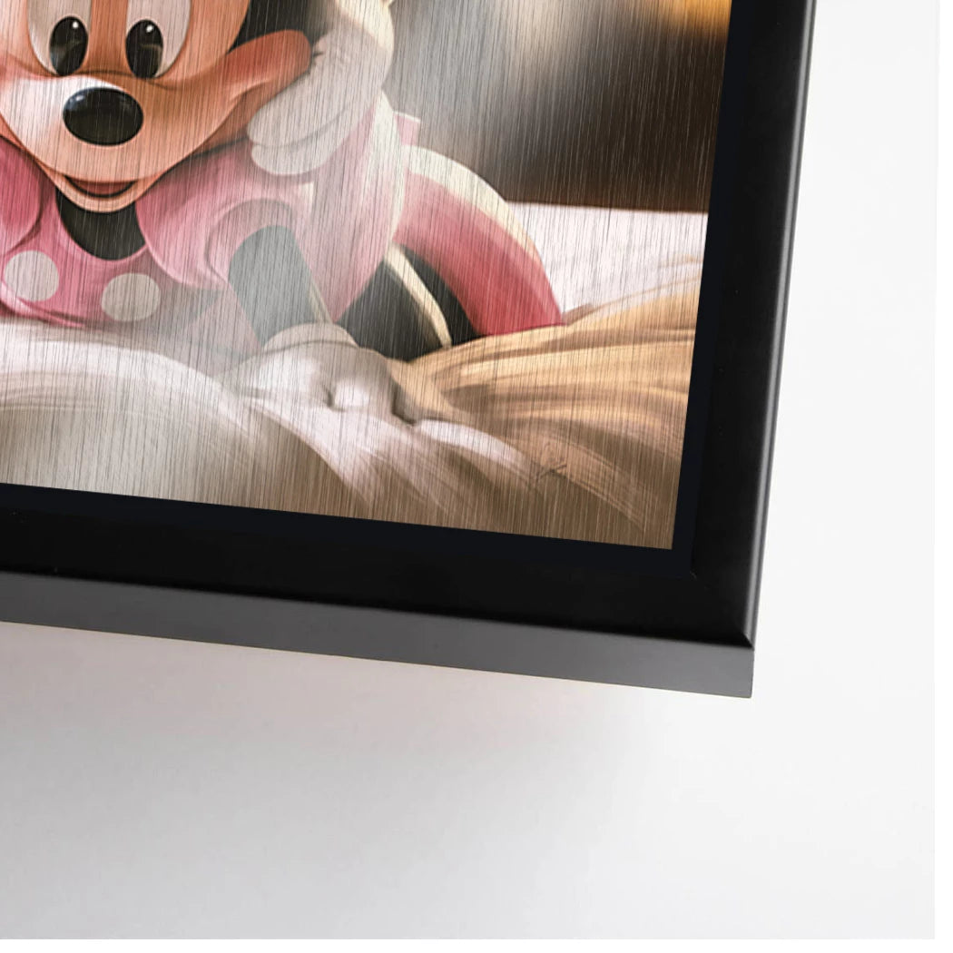 Mickey & Minnie Teamwork Aluminiumbild gebürstet