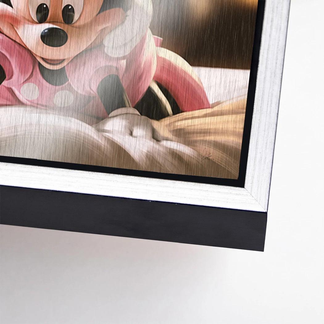 Mickey & Minnie Teamwork Aluminiumbild gebürstet