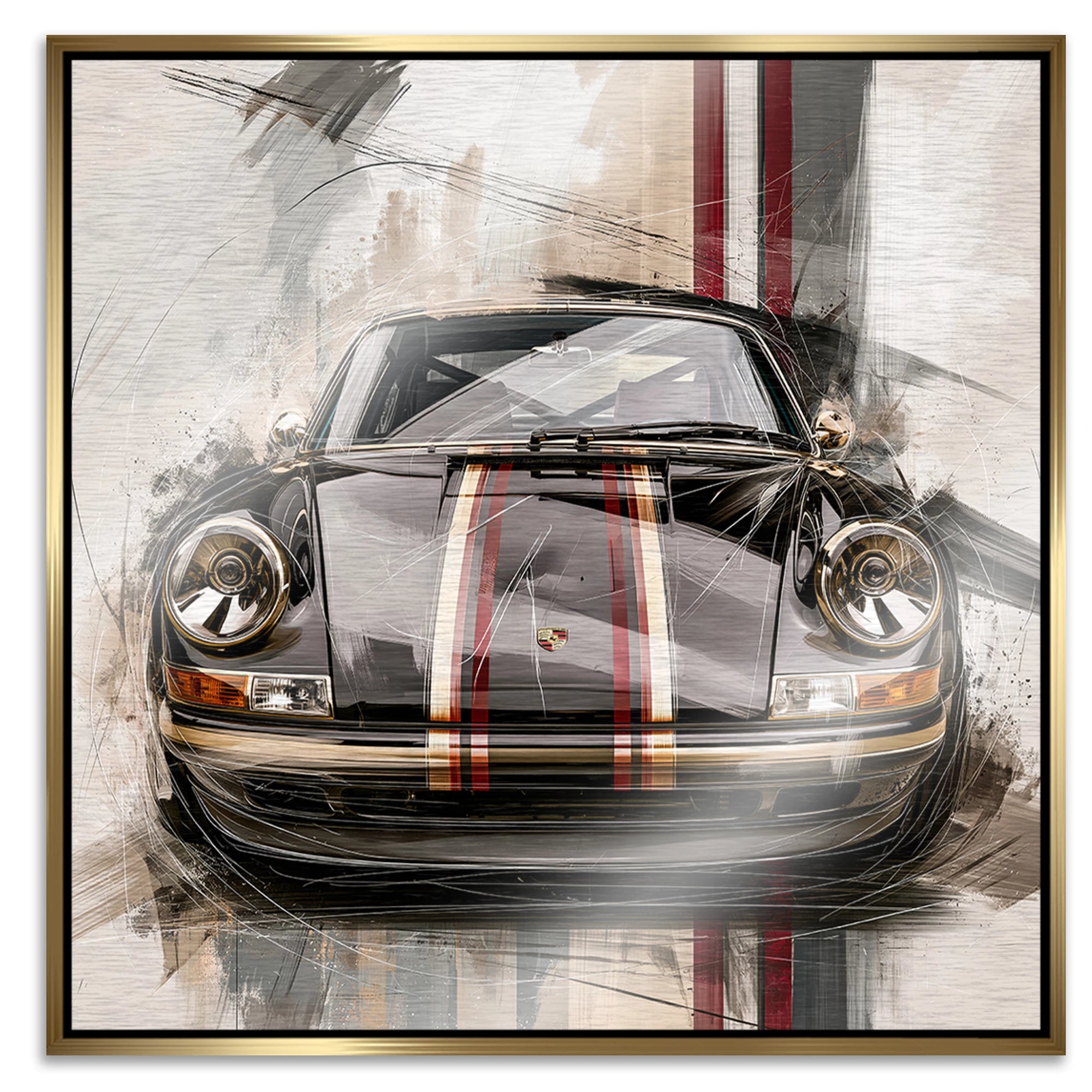 Porsche 911 Noble Aluminiumbild gebürstet