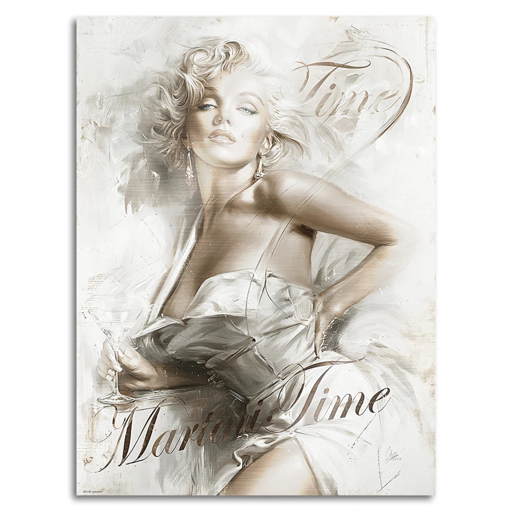 Marilyn Monroe Martini Time Aluminiumbild gebürstet