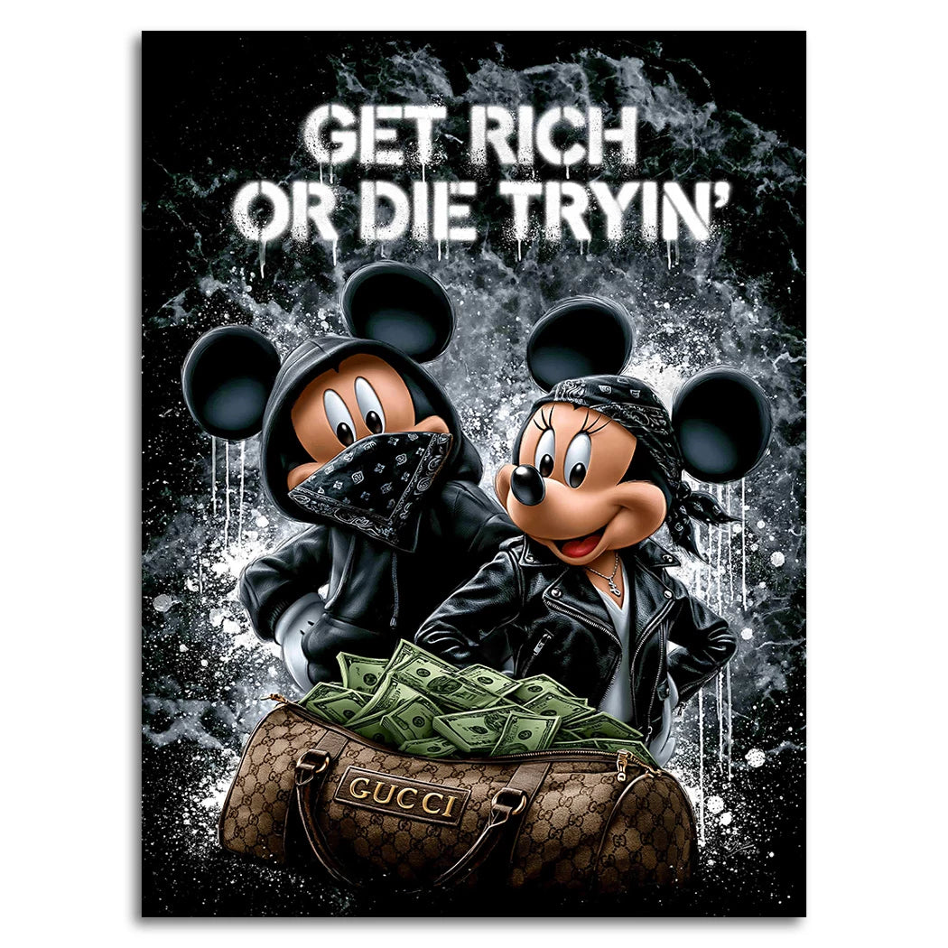 Micky Minnie Hustle Aluminiumbild gebürstet