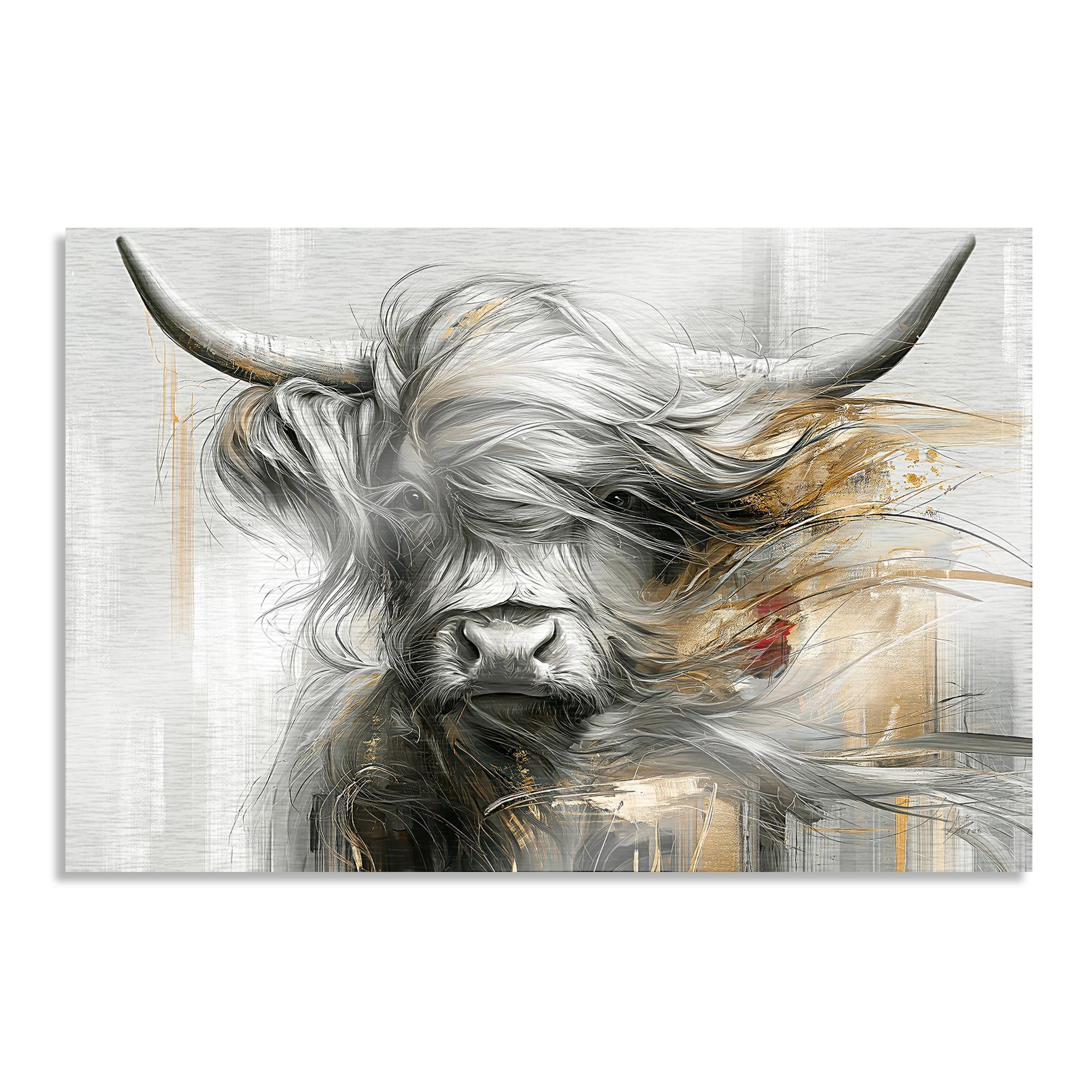 Highland Rind Gold Aluminiumbild gebürstet