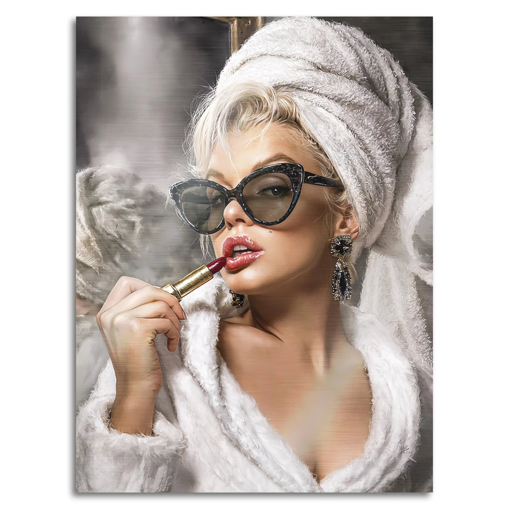 Marilyn Rouge Aluminiumbild gebürstet