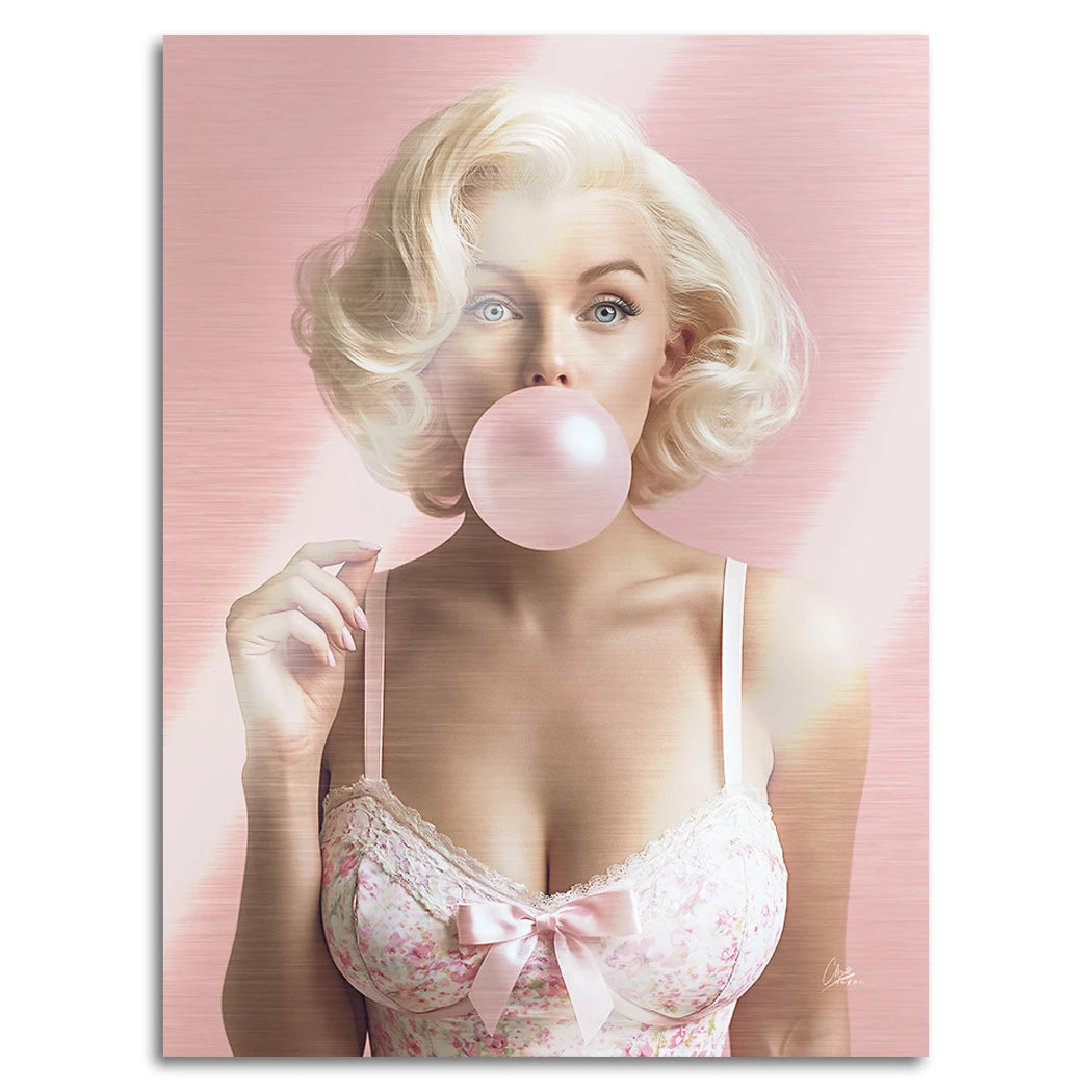 Marilyn Bubblegum Aluminiumbild gebürstet