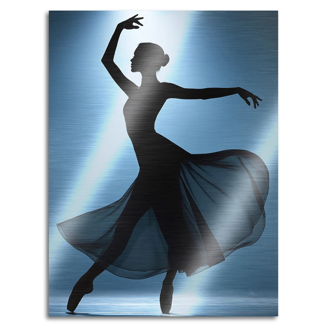 Ballerina Lichttanz Aluminiumbild gebürstet