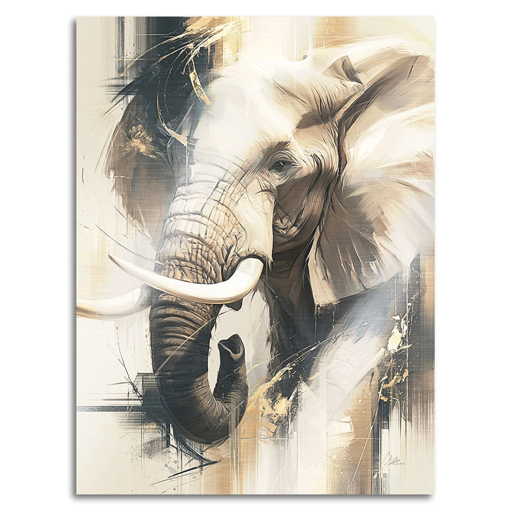 Goldener Elefant Aluminiumbild gebürstet