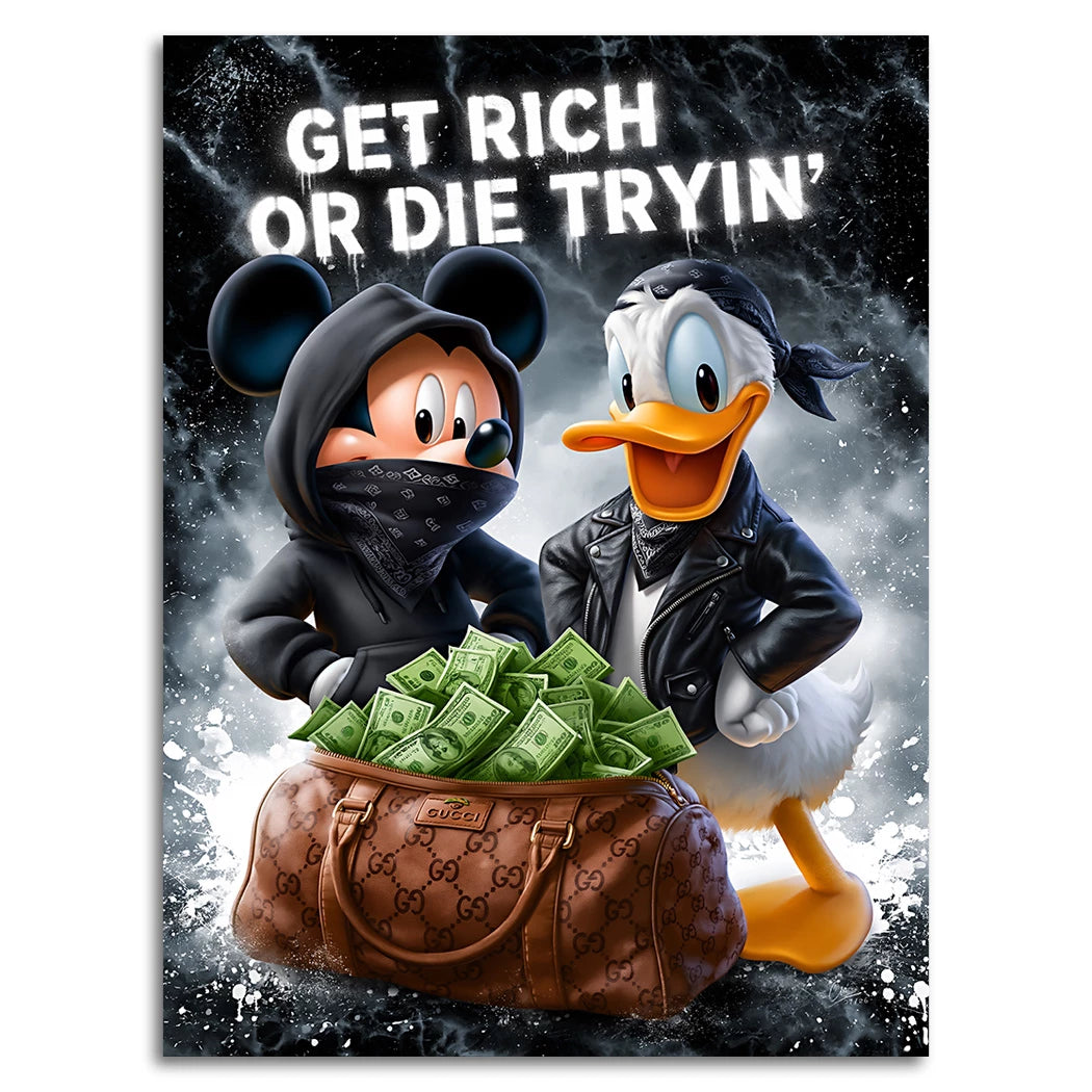 Micky Donald Gang Aluminiumbild gebürstet