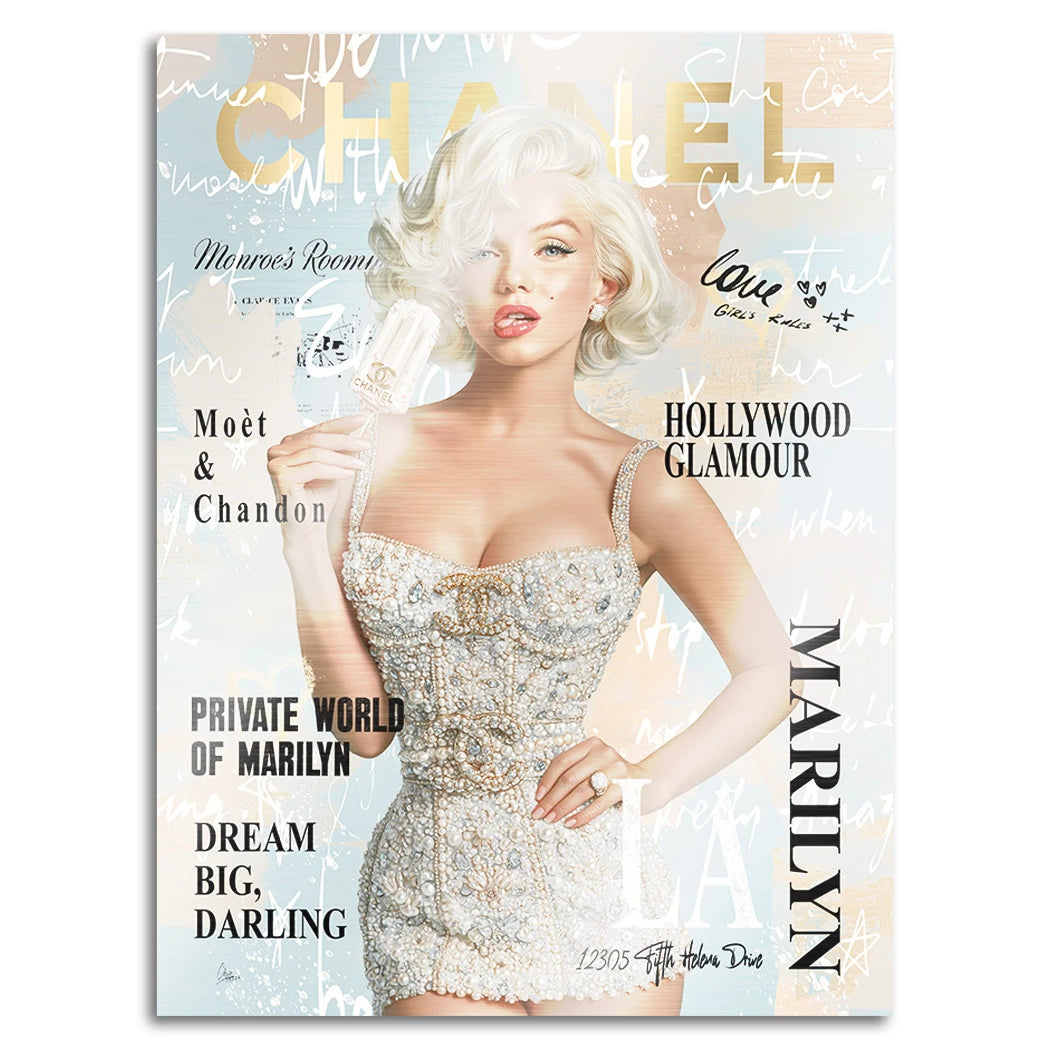 Marilyn Eis Glamour Aluminiumbild gebürstet