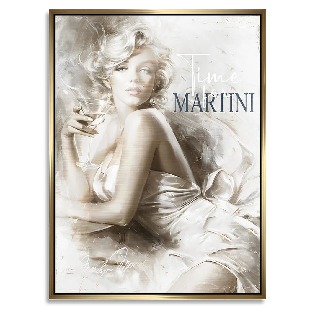Marilyn Monroe Martini Aluminiumbild gebürstet