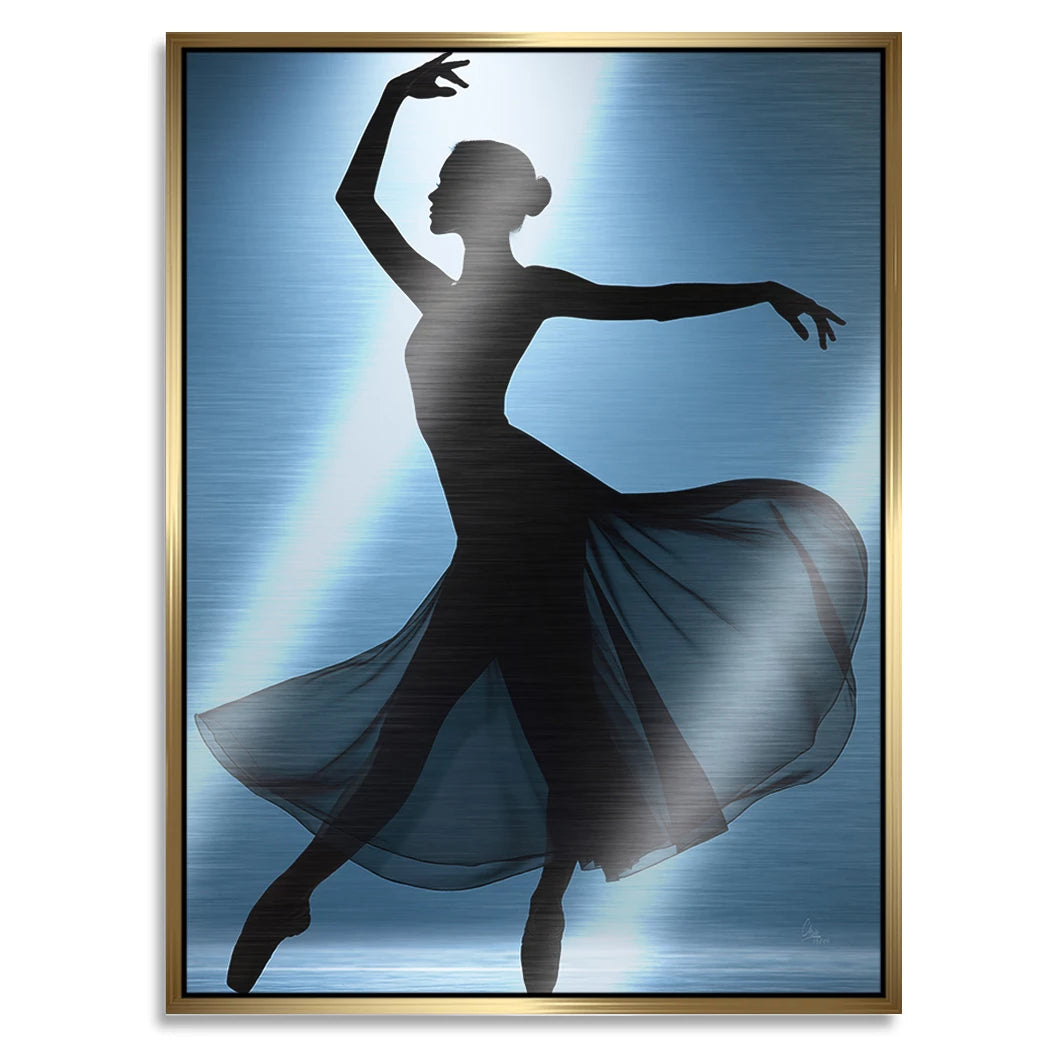 Ballerina Lichttanz Aluminiumbild gebürstet