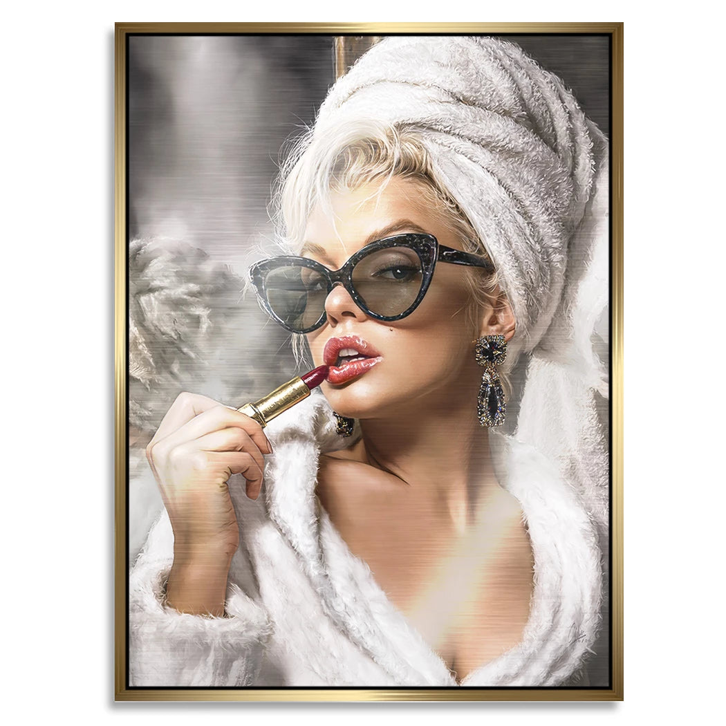 Marilyn Rouge Aluminiumbild gebürstet