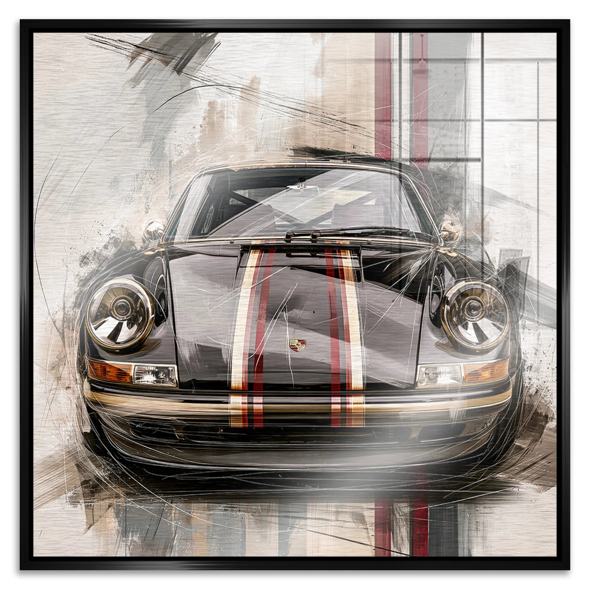 Porsche 911 Noble Aluminiumbild gebürstet