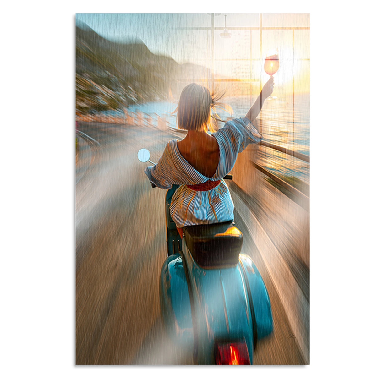 Vespa Dolce Vita Aluminiumbild gebürstet